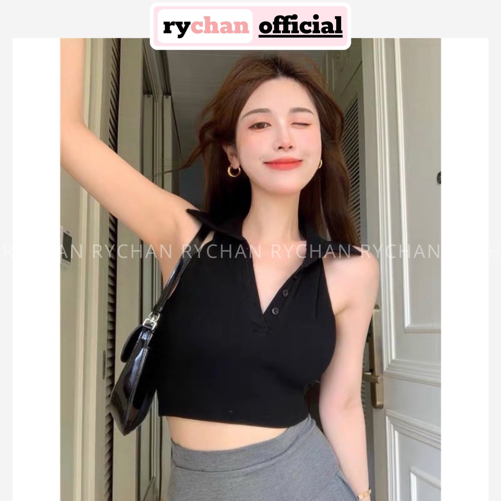 Áo Croptop Nữ Cổ Yếm Phối Nút Năng Động Quyến Rũ [ẢNH THẬT CUỐI] - MOI007