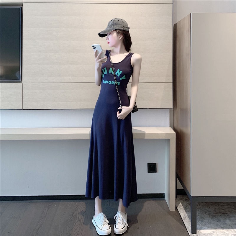 [LININ] Đầm Dài Qua Gối Không Tay Dáng Ôm Vừa Vặn Phong Cách Mùa Hè Mới Cho Nữ @ -