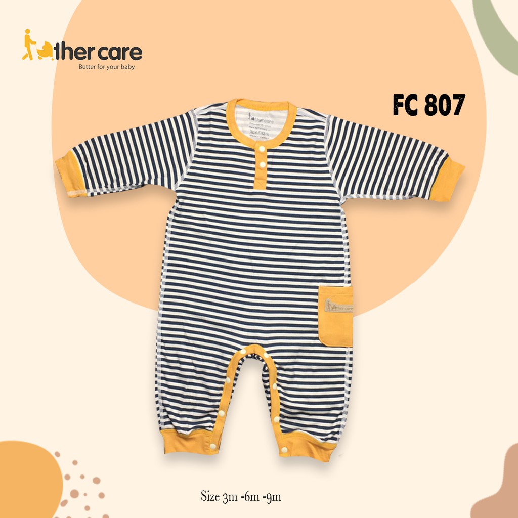 Body sơ sinh FatherCare DT Nẹp trụ - Kẻ phối túi FC807