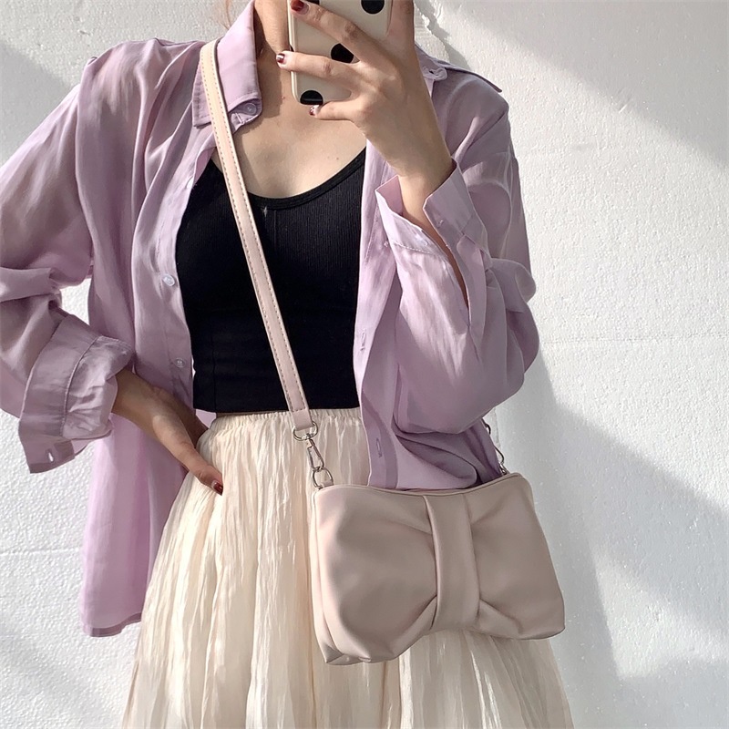 Túi Đeo Chéo Chuỗi Hạt Ngọc Trai Hình Bướm Cho Nữ