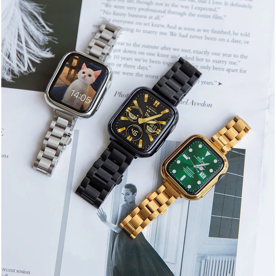 Dây Đeo Bằng Thép Không Gỉ 41mm 45mm 42mm 44mm 40mm 38mm Dành Cho Đồng Hồ Apple iwatch Series 7 6 SE