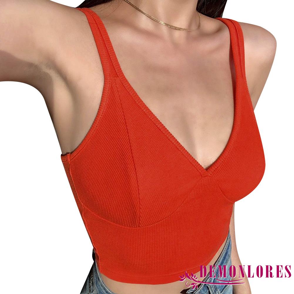 Áo Croptop Sát Nách Thiết Kế Cổ Chữ V Quyến Rũ