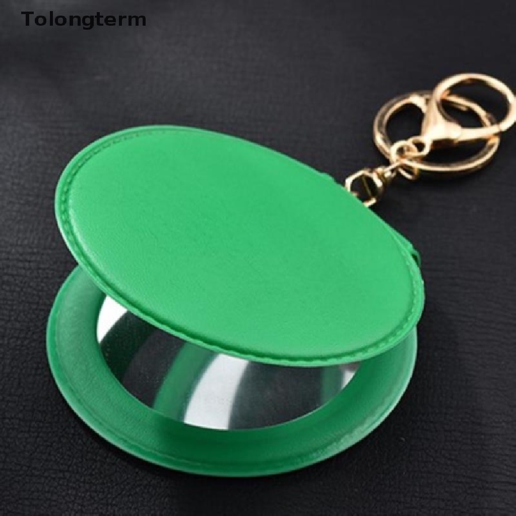 Gương Trang Điểm Hai Mặt Hình Tròn Cỡ Nhỏ Bằng PU Dạng Gập Tiện Dụng