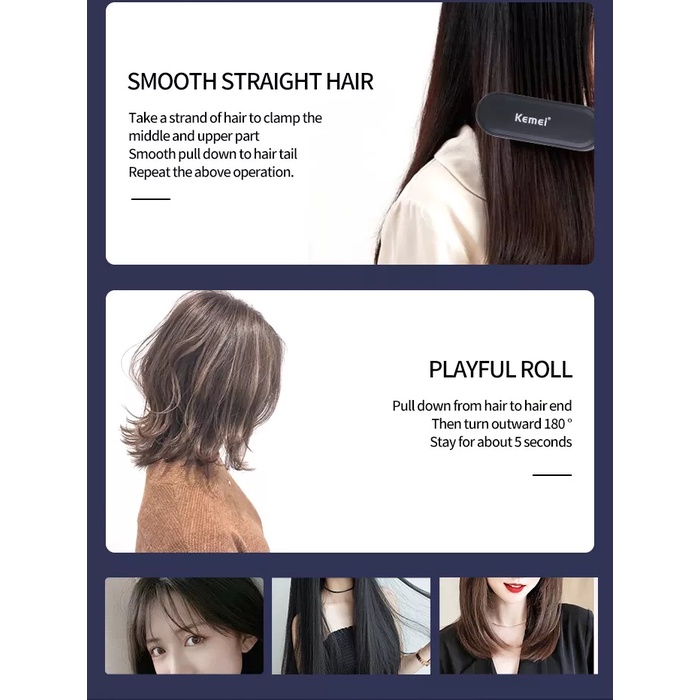 Máy Duỗi Tóc Bản Lớn Màn Hình LCD Cao Cấp Chỉnh Nhiệt Chống Rít Tóc Kemei Km 2239