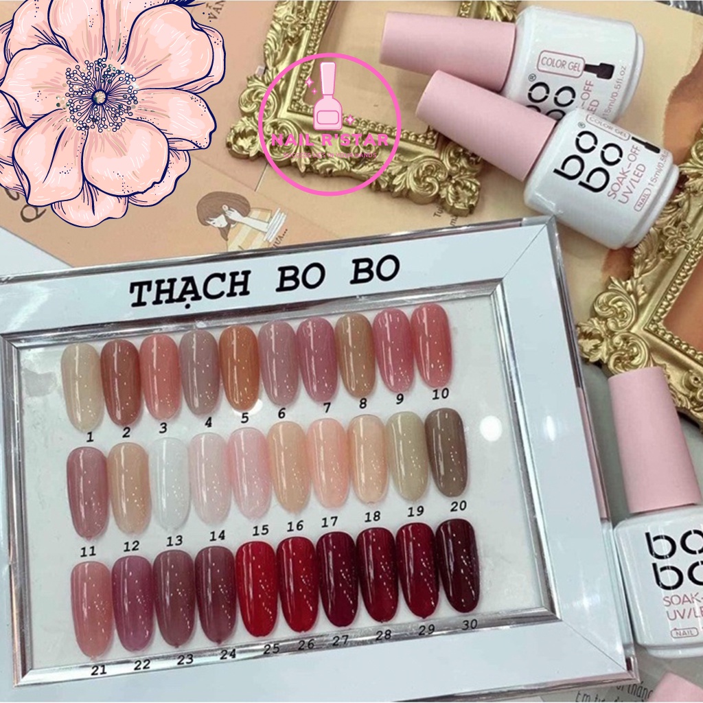 Sơn gel thạch Bobo chính hãng chất đậm đặc, bám móng, lên màu chuẩn 15ml  NAIL R’STAR