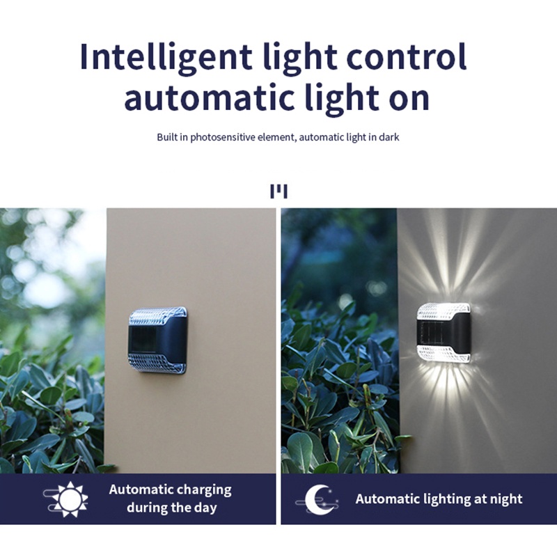 Bộ 4 Đèn LED Năng Lượng Mặt Trời Chống Thấm Nước Trang Trí Cầu Thang Sân Vườn