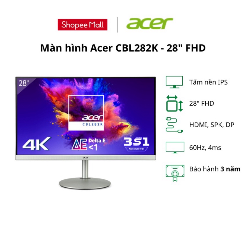 Màn hình máy tính Acer CBL282K - 28 inch UHD - Chính hãng BH 3 năm