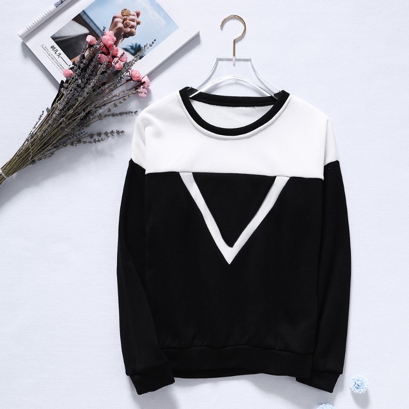 Áo Hoodie Tay Dài Cổ Tròn In Họa Tiết Tam Giác Xinh Xắn Cho Nữ