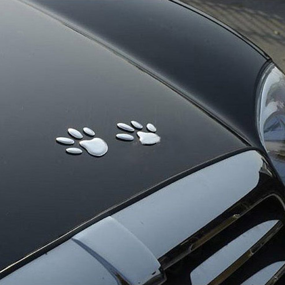 Decal Dán Trang Trí Xe Hơi Hình Dấu Chân Chó &amp; Gấu 3d