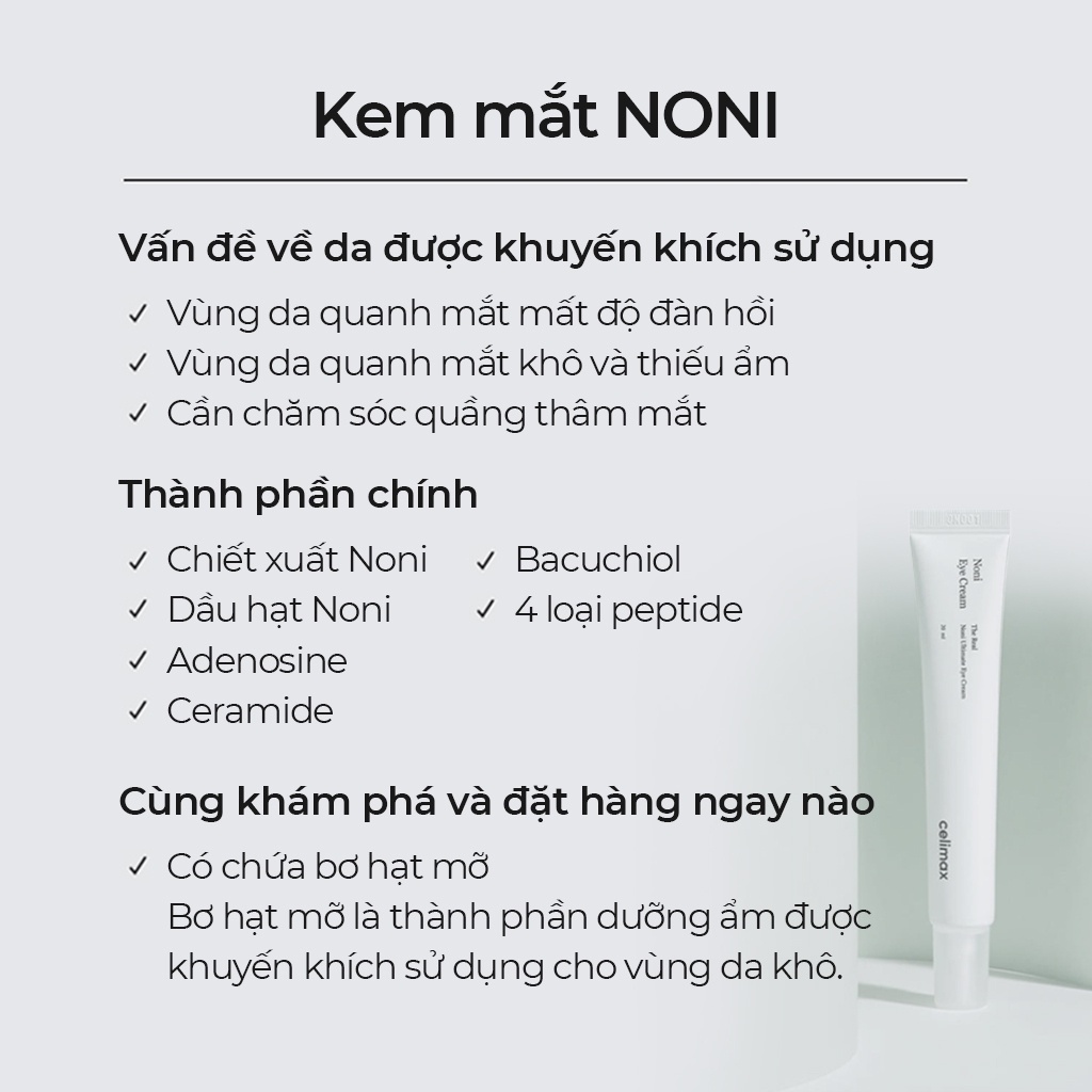 Kem mắt CELIMAX chống lão hóa da mắt The Real Noni Ultimate 20ml