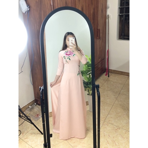 Áo Dài thêu hoa hồng ngực eo siêu xinh- Mẫu mới nhất 2021❤️❤️