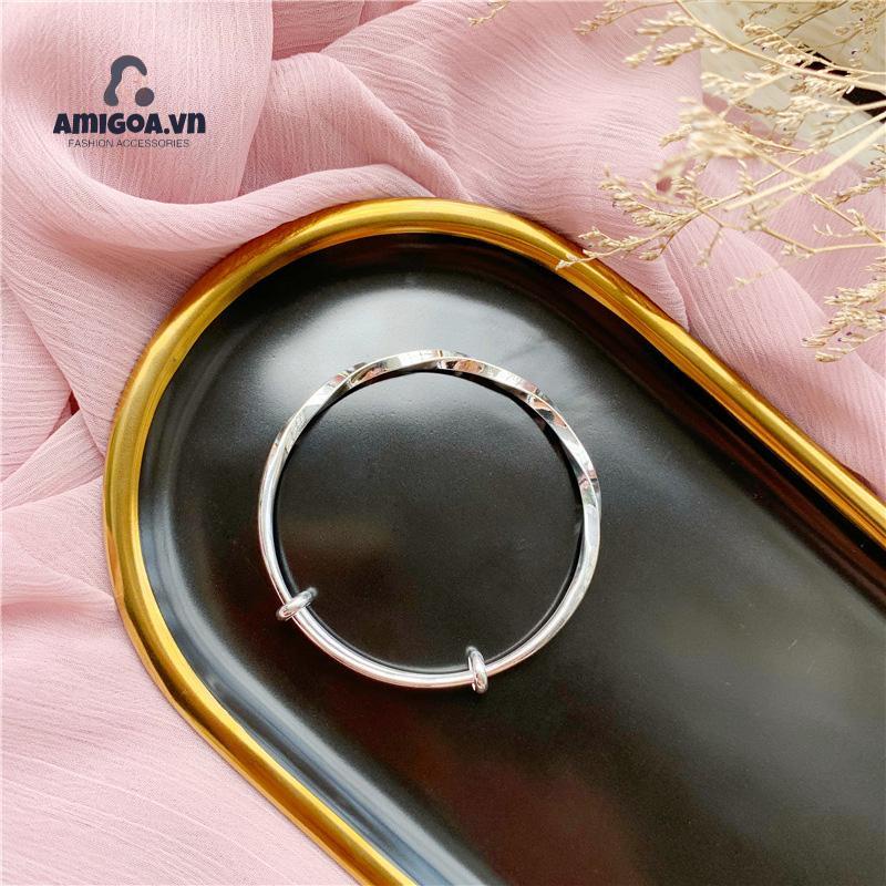 ✨✨ Vòng tay bạc s925 sterling mạ điện kiểu gợn sóng có thể điều chỉnh dành cho nữ