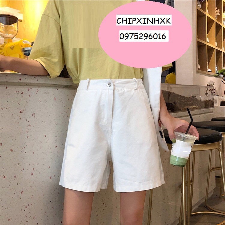 Quần short CHIPXINHXK chất đũi xước Hàn, phối khuy giả trước