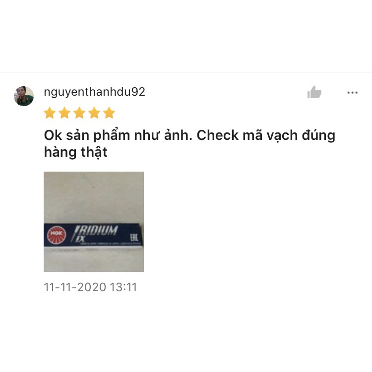 Bugi NGK CPR8EAIX-9 thương hiệu nhật đầu iridium (dòng cao cấp) gắncho các dòng xe Exciter 005000016
