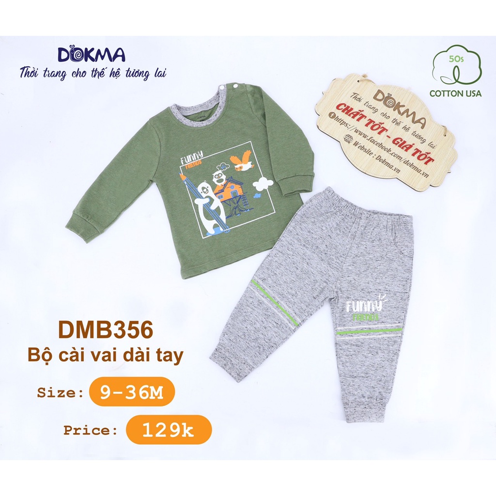 Bộ dài tay bộ thu đông cho bé Dokma dài tay bé trai, bé gái Cotton cao cấp mềm mại mẫu mới 2021