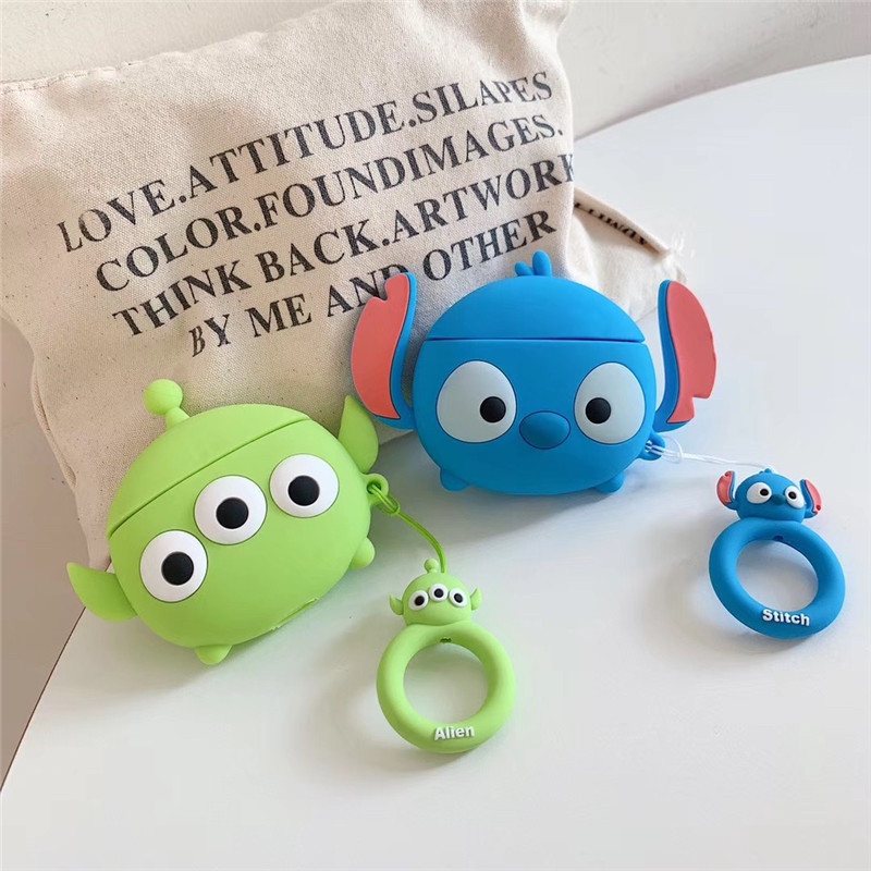 Vỏ bảo vệ hộp sạc tai nghe airpods pro 1st Generation 2 hình Stitch ba chiều dễ thương