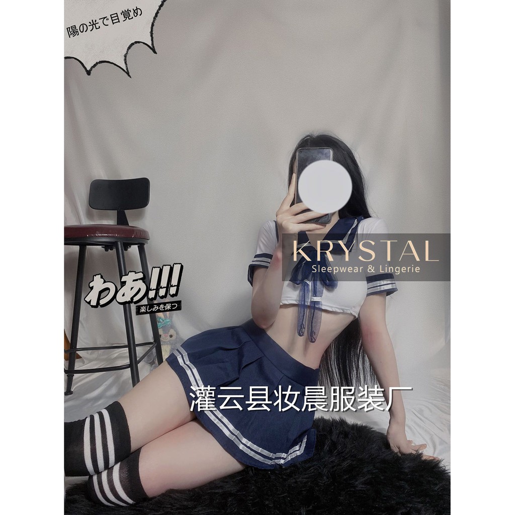 Bộ đồ cosplay học sinh màu xanh đen có tất KRYSTAL NK90 | BigBuy360 - bigbuy360.vn