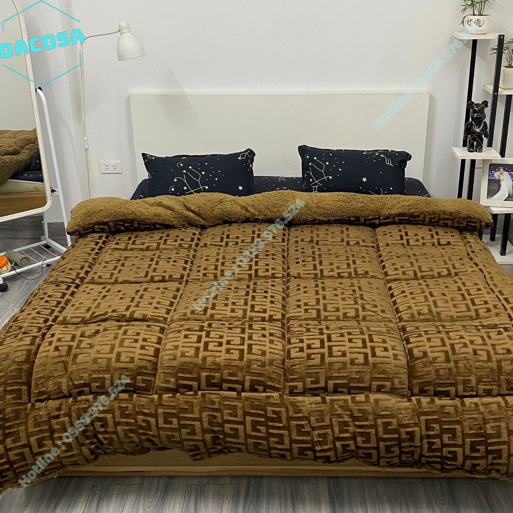 Chăn lông cừu chữ vạn 2mx2m3 chăn mùa đông dày bông đắp nhẹ siêu phẩm 2022 nặng 3.3kg