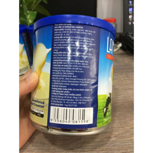 Kem Đặc Có Đường Cao Cấp LAMOSA  1000gr Lon Lớn Ngon Bổ Rẻ