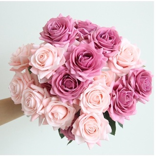 Hoa Hồng Lụa Cao Cấp Phủ Phấn Sáp giống thật, Hoa Giả decor  trang trí nhà cửa, phụ kiện chụp ảnh