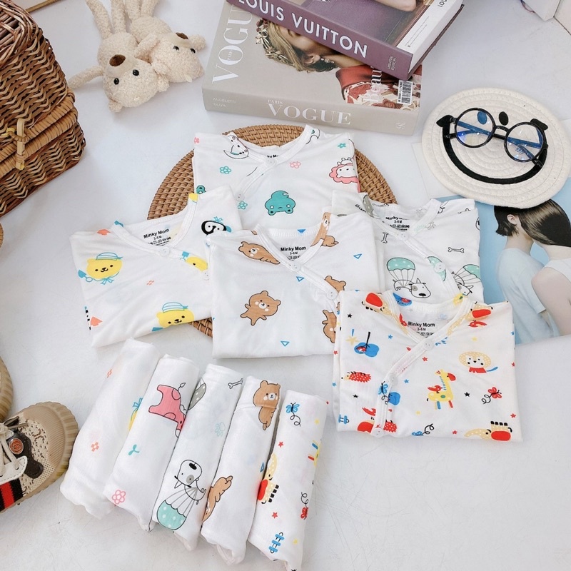 Bộ sơ sinh thun lạnh Minky Mom/ VT KID