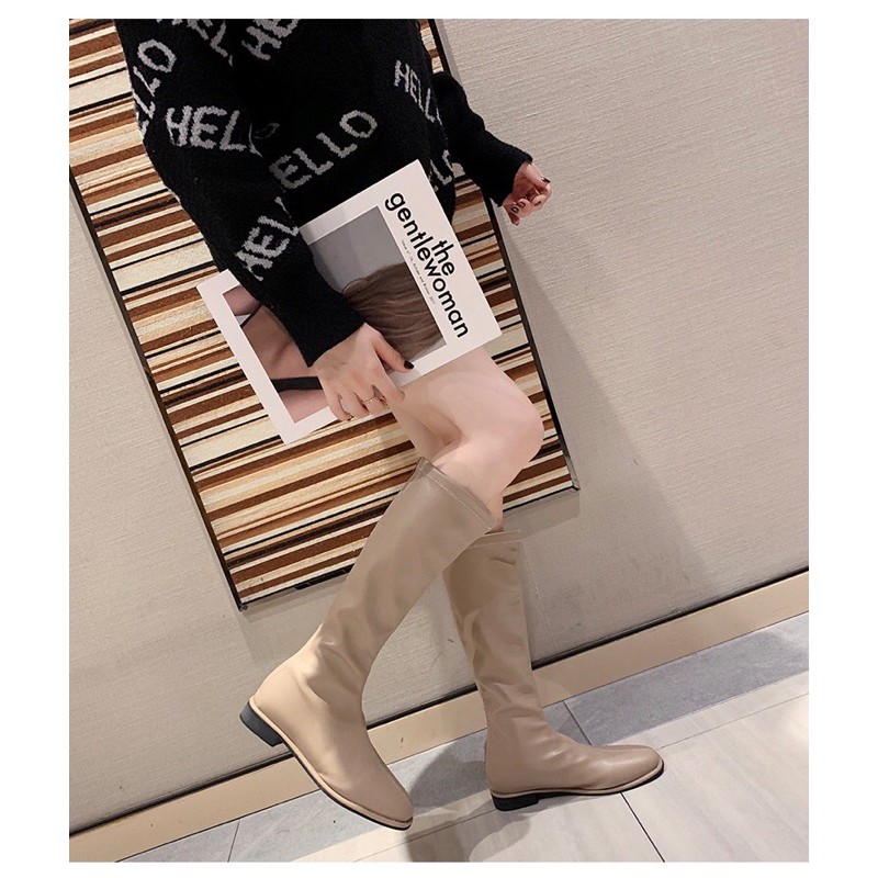 Giày boot da cao cổ / boost bệt tới gối basic siêu chất đế 3p - đơn giản thời thượng HOT TREND Ulzzang