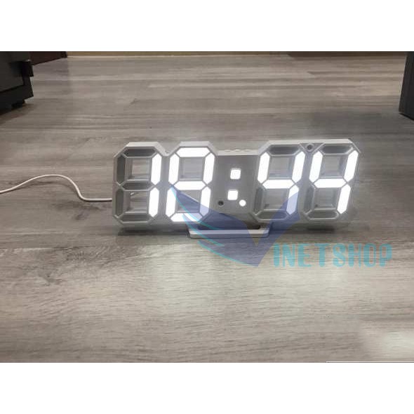 Đồng hồ LED 3D SMART CLOCK treo tường, để bàn &quot;bừng sáng không gian nhà bạn!&quot;...(LED TRẮNG) -dc3338