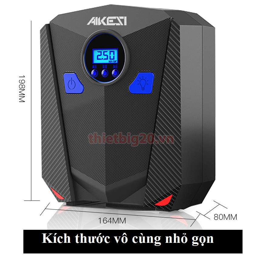 Máy bơm lốp xe AIKESI đồng hồ điện tử cài thông số áp suất tự ngắt điện 12V - AKS-5501