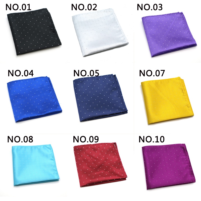 !!! Khăn Tay Vuông 25CM Bằng Lụa Nhiều Họa Tiết Chấm Bi Đa Ứng Dụng Cho Nam