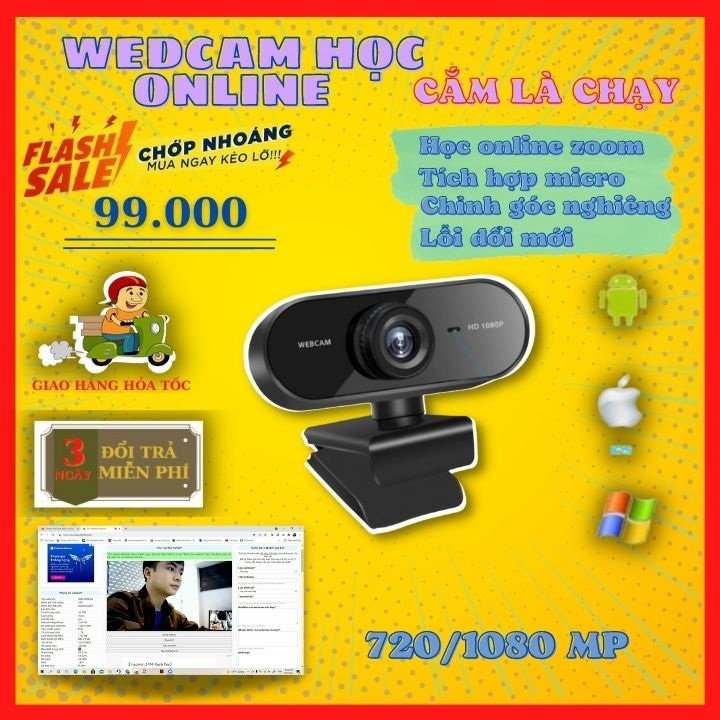 Webcam 1080P Máy Tính Camera Có Mic - Wc Yoosee Cho PC Học Online zoom, Trực Tuyến, Gọi Video Sắc Nét