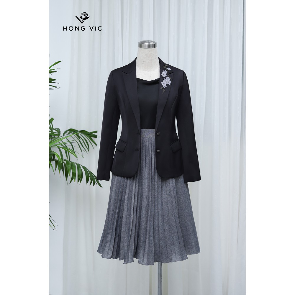 Vest kiểu nữ thiết kế Hongvic đen hoa ghi AV36