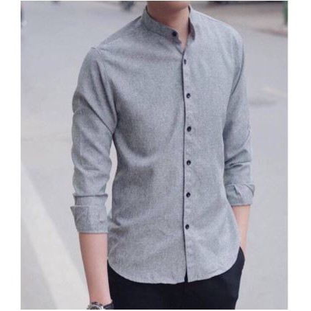 Áo sơ mi cổ tàu, sơ mi nam dài tay XÁM TIÊU - OMAN SM31 | BigBuy360 - bigbuy360.vn