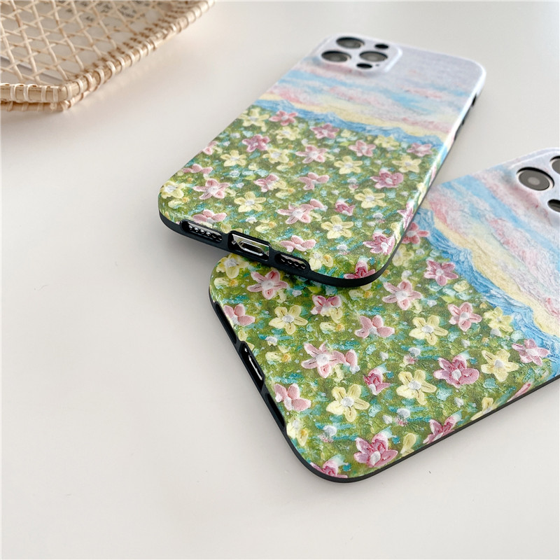 For Huawei P40 Pro P30 P20 Soft TPU an oil painting Sea of flowers pattern Phone Cases For Huawei Nova 7i 7T 7 6 5 4 3 Mate 40 30 20 Mobile Phone Back Cover