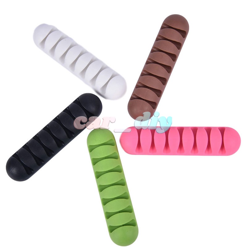 Kẹp Cố Định Dây Cáp Sạc USB Bằng Silicone Tự Dính Tiện Lợi Dành Cho Xe Hơi / Nhà Cửa