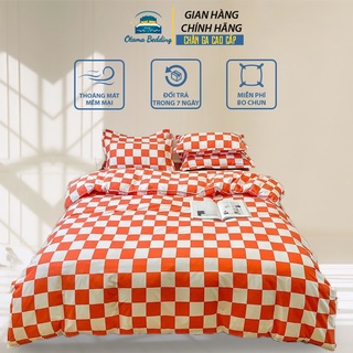 Bộ chăn ga gối poly cotton họa tiết caro, Bộ chăn mền chất liệu cotton tici mùa hè mát mẻ