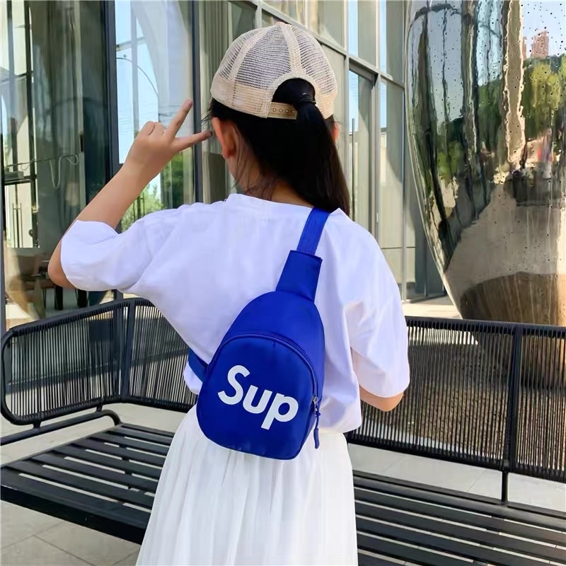 Túi bao tử thời trang chữ SUP nhiều màu túi đeo vai trẻ em cho bé trai bé gái