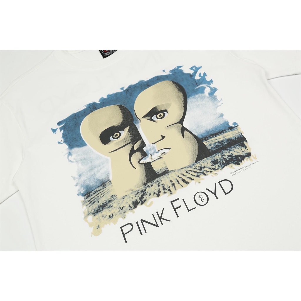 PINK FLOYD rock white ghost vintage washed old retro short-sleeved high street loose T-shirt Kanye with the same style