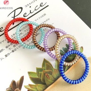 6 Dây cột tóc buộc tóc nhựa xoắn đơn giản nhiều màu - Giao Ngẫu Nhiên