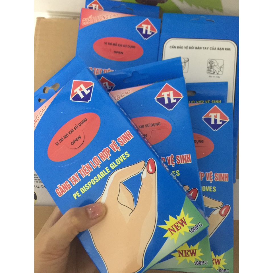 Hộp 100 Gang tay nilon sinh học tự hủy, gang tay dùng 1 lần trong nấu ăn giá rẻ