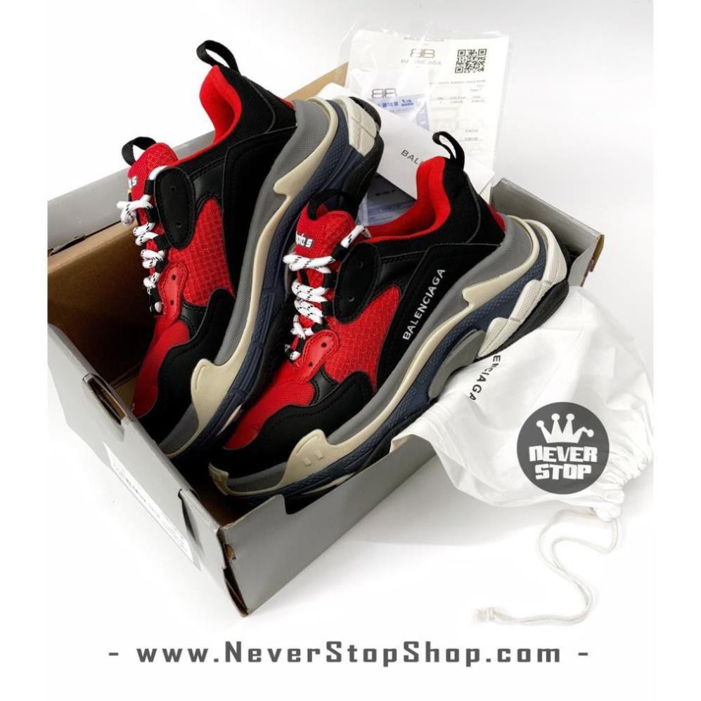 têt 𝐒𝐀𝐋𝐄🌺𝐓Ế𝐓 [Giày Tết] Giày BALENCIAGA TRIPLE S ĐEN ĐỎ nam nữ thời trang hàng chi tiết bản chuẩn đẹp, giá tốt *