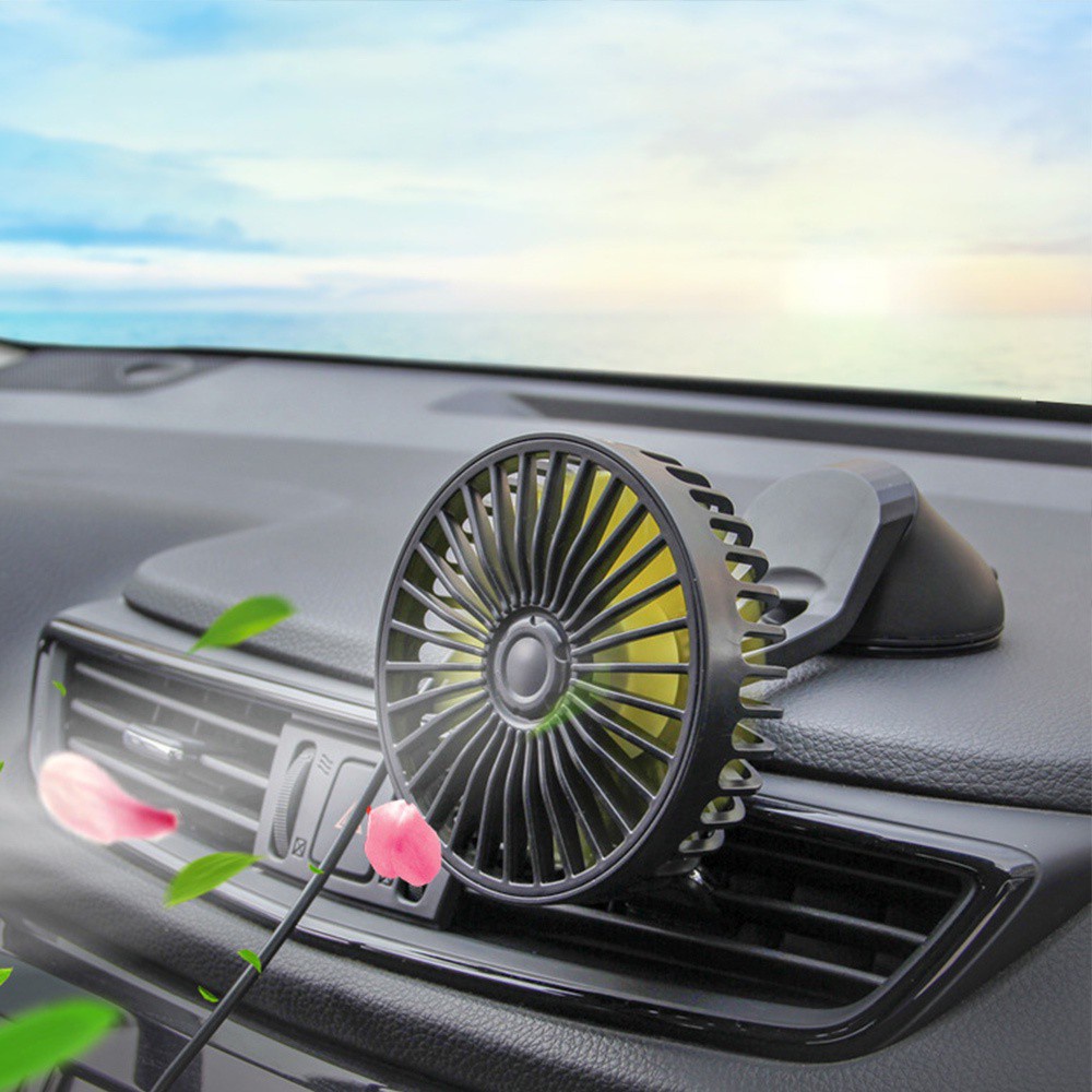 Vehicleshop 1 Piece 360 Rotating Mini Electric 5V Suction Car Fan Single Head Cooling Air