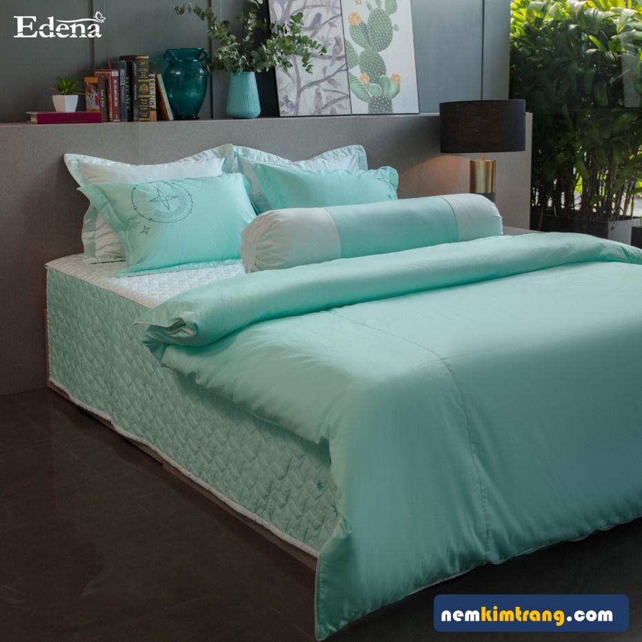 Bộ Ga  Nệm Cotton Solid Edena Mẫu 376 - CHÍNH HÃNG, CAO CẤP