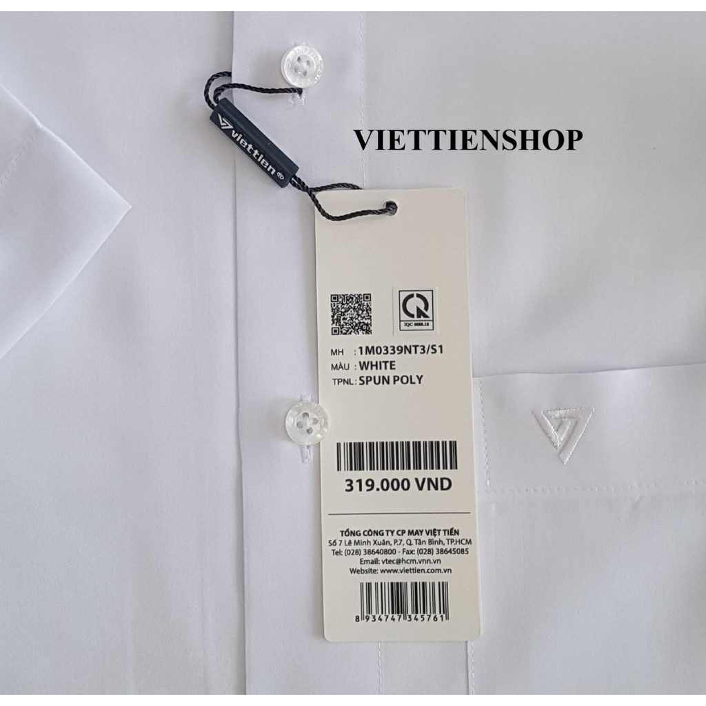 (DÁNG KHÔNG ÔM) ÁO SƠ MI VIỆT TIẾN NGẮN TAY VÀ DÀI TAY MÀU TRẮNG | BigBuy360 - bigbuy360.vn