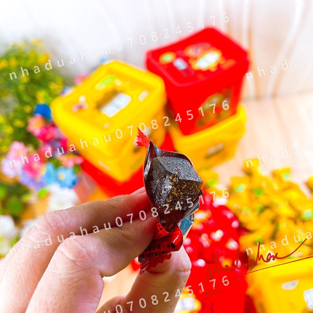Xô kẹo dẻo vị quả lê/ ô mai quýt chanh muối/ đào muối nhân chảy WOW Hongkong xô 218gam/ 200gam