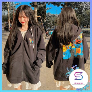❤️có sẵn❤️ áo hoodie nữ poxffee thời trang in hình bướm nhiều màu lựa chọn ❤️freeship❤️