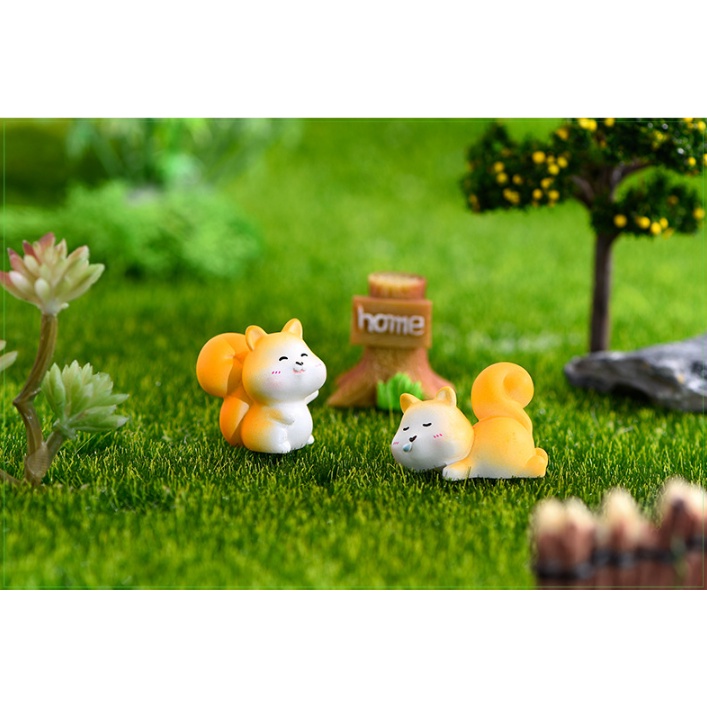 Mô hình bầy sóc vàng dễ thương trang trí tiểu cảnh, terrarium, DIY