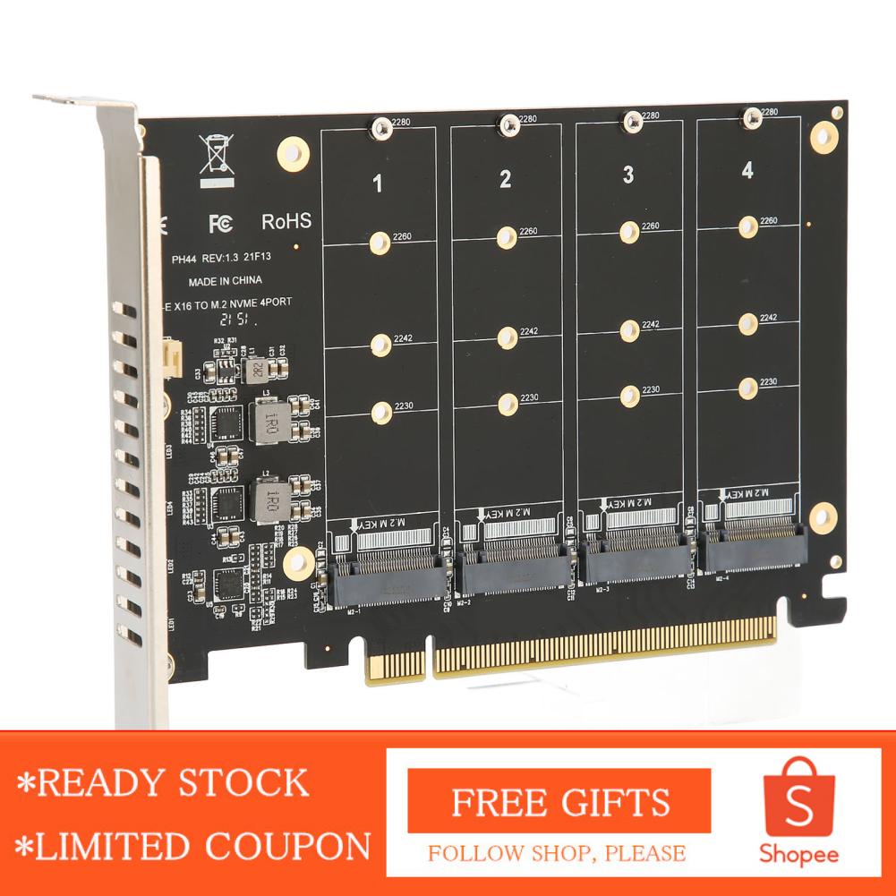 Alwaysonline M.2 PCIE Adapter NVMe to PCIe 4.0 X16 Protocol 4 Bay SSD Transfer Expansion Card RAID Split