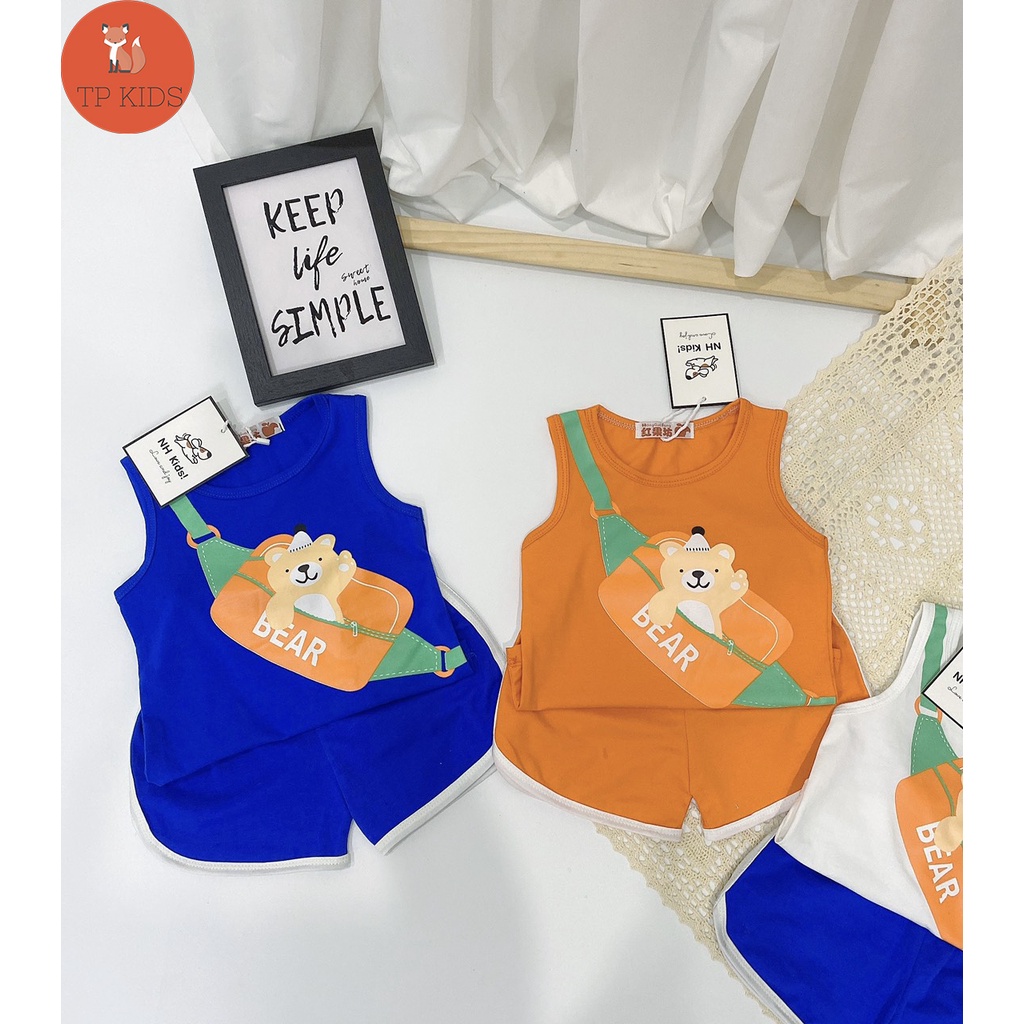 Bộ COTTON cho bé bộ thun cho bé in hình GẤU chất COTTON 100%