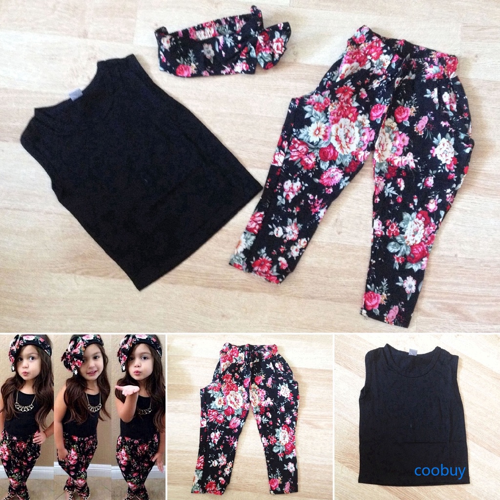 Set áo tank top + quần dài + băng đô cho bé
