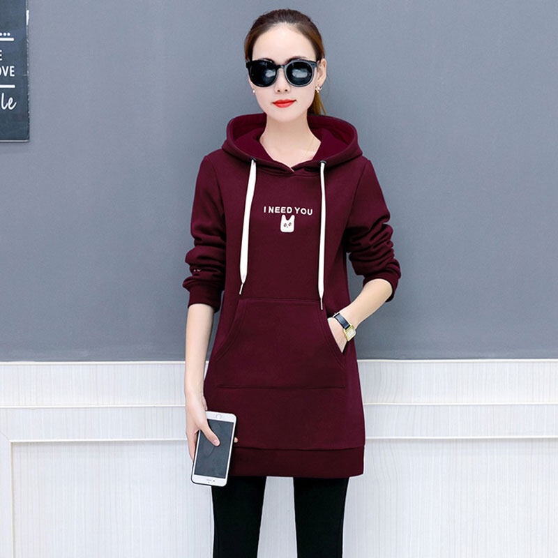 Áo hoodie YEYA dáng rộng thêu chữ phong cách Hàn Quốc thời trang cho nữ